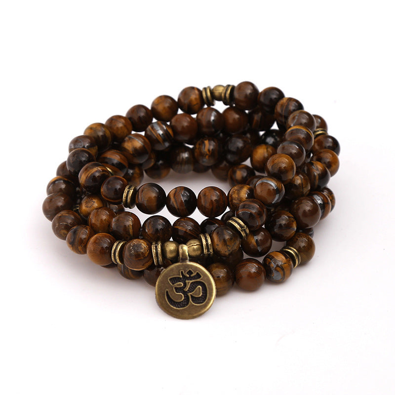 AB+ Natural 108 Tiger Stone Bracelet Lotus Buddha Pendant Tree of Life Necklace Bracelet Bracelet