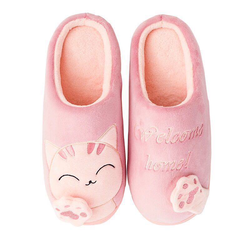 2019 Cotton Slippers Lucky Cat Woman Couple Cartoon Winter Furry Cute Home Home Indoor Warm Confinement Cotton Shoes