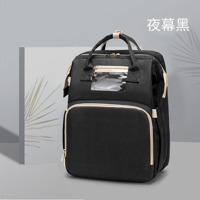 [Source Factory] 2021 Mommy Packed Bed Shading USB Folding Baby Going Out Storage Upgraded Backpack Mother and Baby Bag