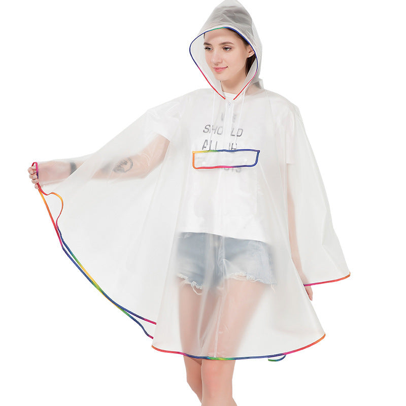 AliExpress cross-border transparent EVA adult fashion raincoat travel outdoor backpack ladies hiking poncho poncho