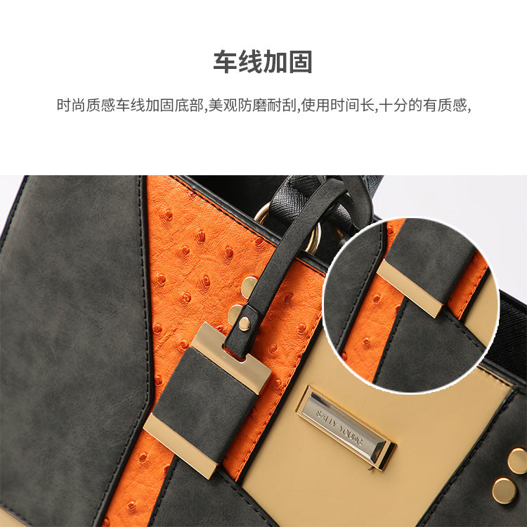 2021 new tote bag Amazon fashion one-shoulder trendy female bag cowhide pu stitching ladies handbag