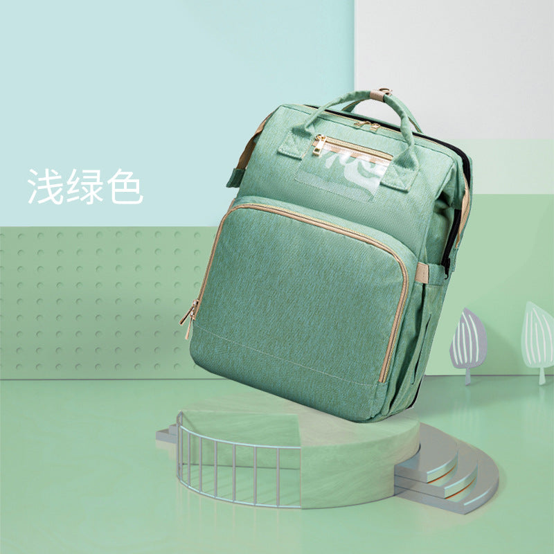 [Source Factory] 2021 Mommy Packed Bed Shading USB Folding Baby Going Out Storage Upgraded Backpack Mother and Baby Bag