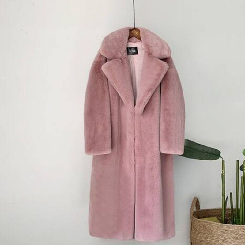 2024 AliExpress Fur Jacket Extra Long Large Size Women's Imitation Rabbit Fur Coat Warm Winter Fur Jacket