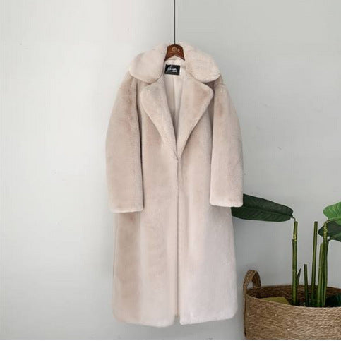 2024 AliExpress Fur Jacket Extra Long Large Size Women's Imitation Rabbit Fur Coat Warm Winter Fur Jacket