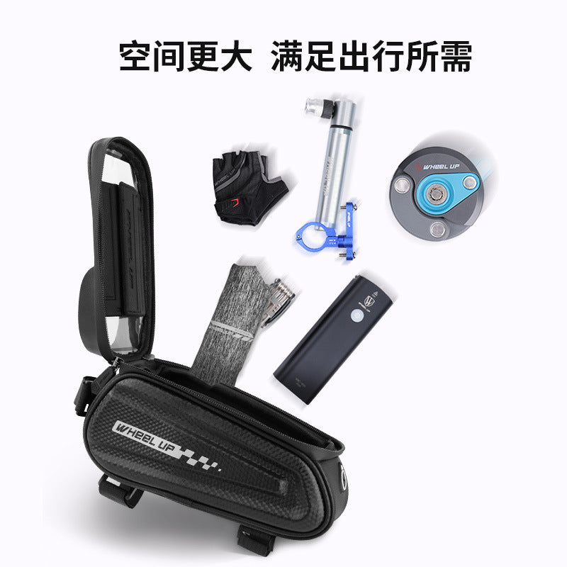 wheel up mountain bike mobile phone touch screen upper tube bag hard shell bicycle bag front beam bag saddle bag riding equipment