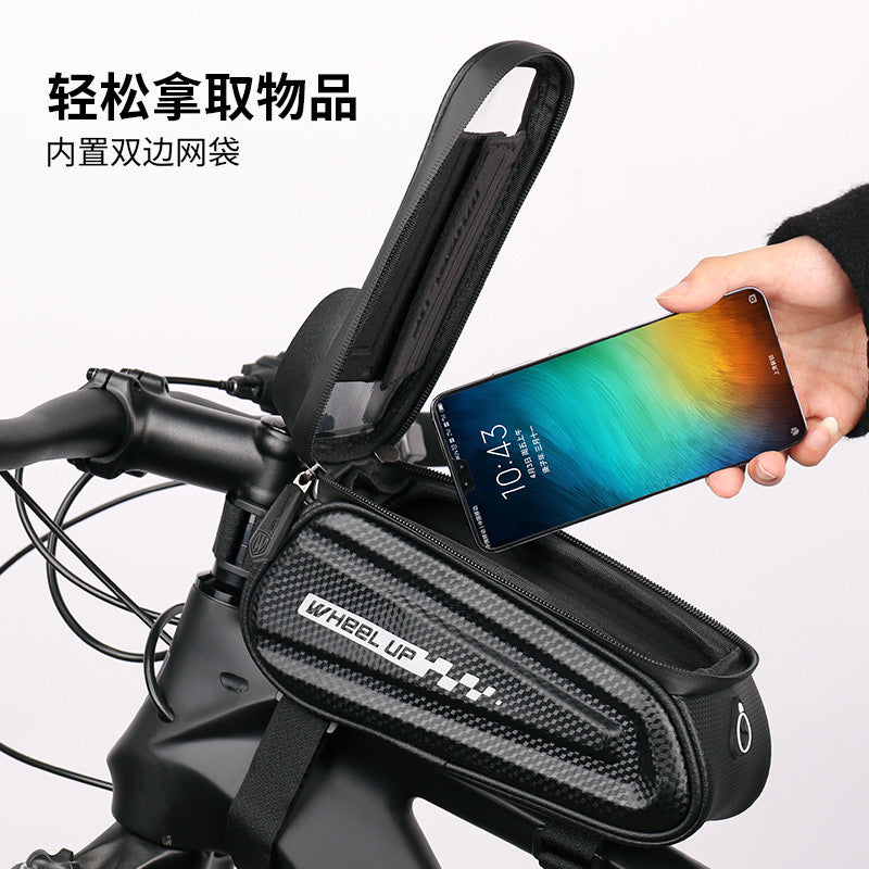 wheel up mountain bike mobile phone touch screen upper tube bag hard shell bicycle bag front beam bag saddle bag riding equipment