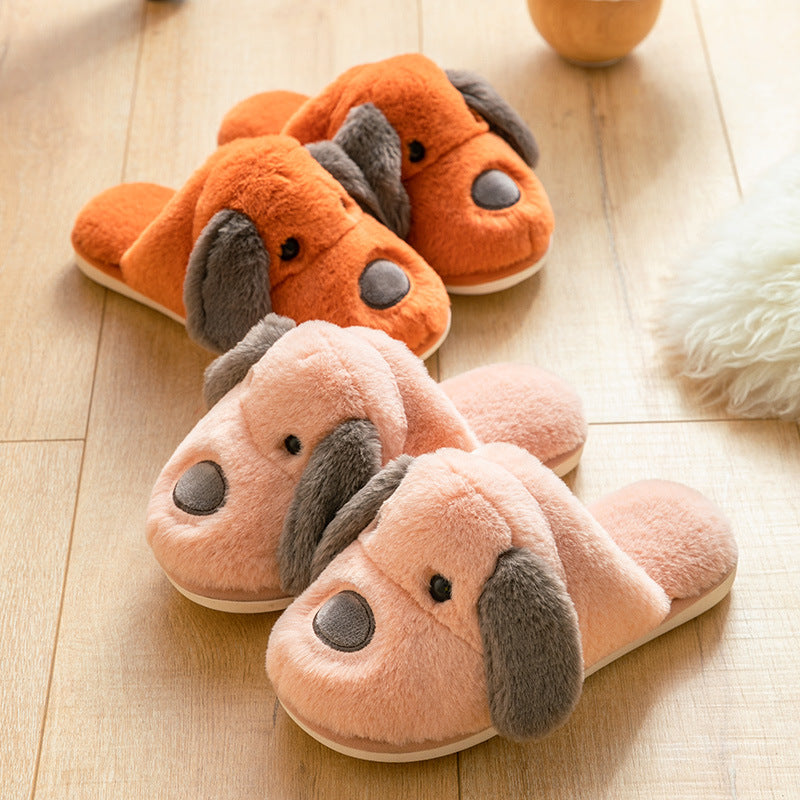 2020 cotton slippers women's indoor home non-slip warmth month shoes cartoon cute dog plush slippers men winter