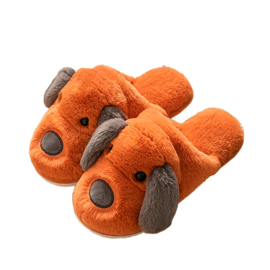 2020 cotton slippers women's indoor home non-slip warmth month shoes cartoon cute dog plush slippers men winter