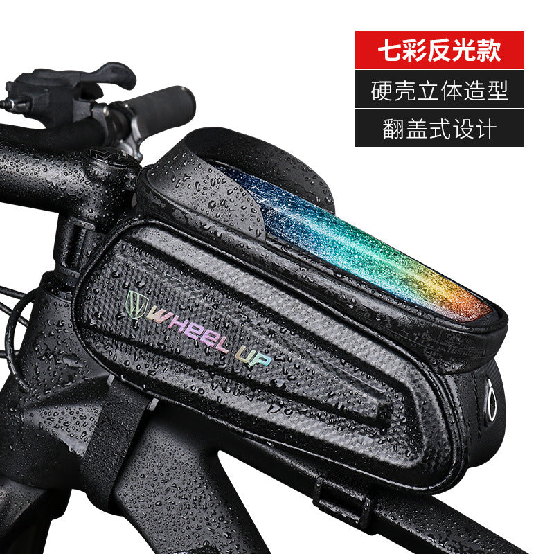 wheel up mountain bike mobile phone touch screen upper tube bag hard shell bicycle bag front beam bag saddle bag riding equipment