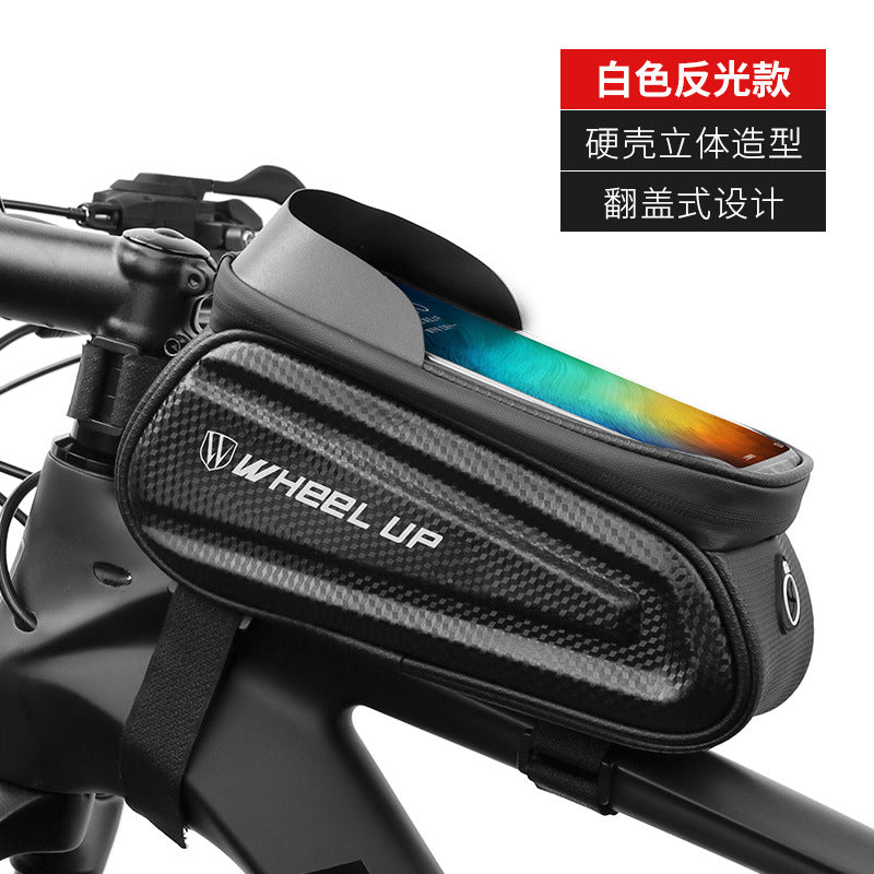 wheel up mountain bike mobile phone touch screen upper tube bag hard shell bicycle bag front beam bag saddle bag riding equipment