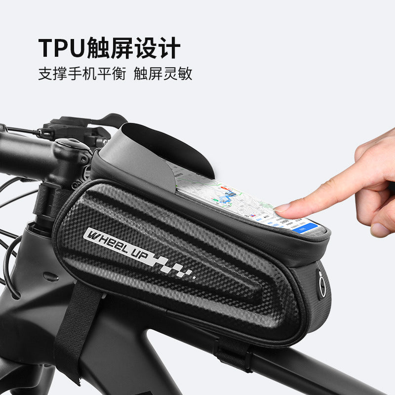 wheel up mountain bike mobile phone touch screen upper tube bag hard shell bicycle bag front beam bag saddle bag riding equipment