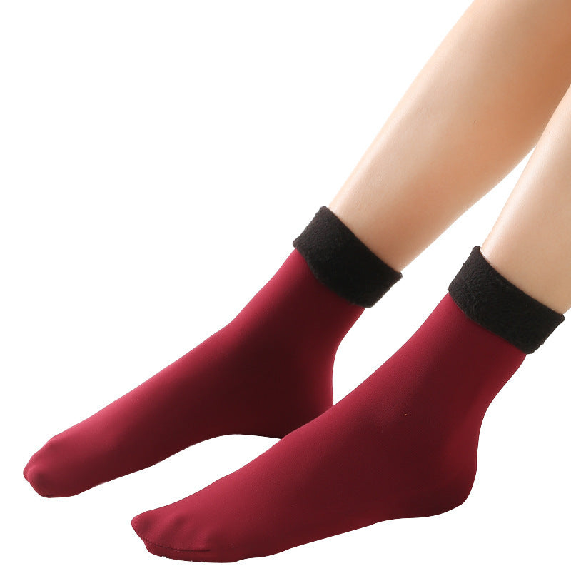 Winter snow socks plus velvet thick women's warm socks floor socks mid-tube confinement socks factory direct sales