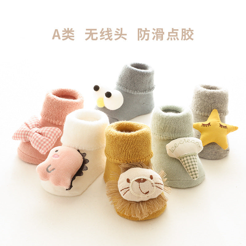 21 Autumn and Winter Baby Warm Socks Baby Non-Slip Velvet Thickening Terry-Loop Hosiery Middle-Long Stockings