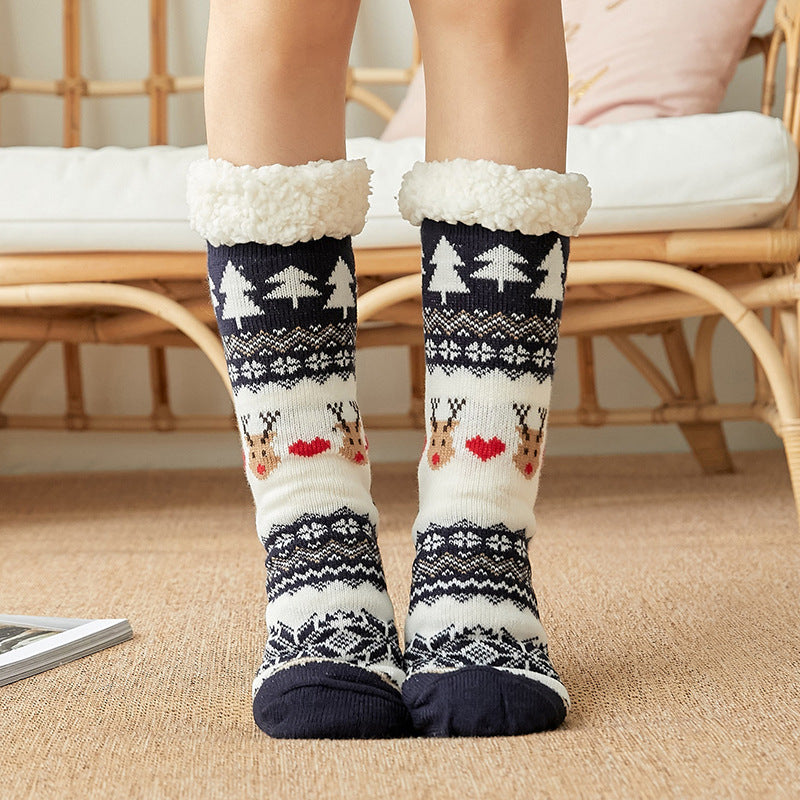 Winter Christmas socks floor socks snow socks confinement women plush coral fleece socks home sleeping socks carpet socks leg cover