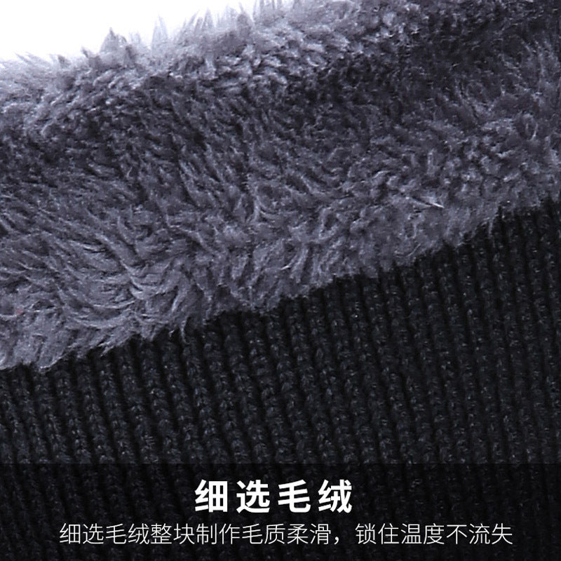 Winter hat men's thick velvet warm neck bib integrated woolen hat women's cycling earmuffs knitted hat cross-border