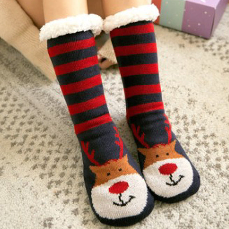 Winter Christmas socks floor socks snow socks confinement women plush coral fleece socks home sleeping socks carpet socks leg cover