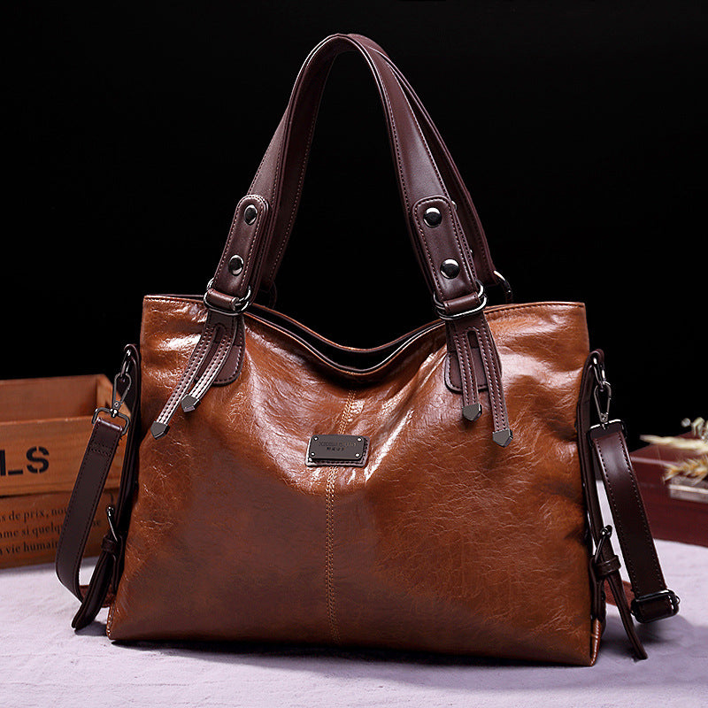 2022 Citi Paul's new retro fashion tote casual soft leather shoulder Messenger large-capacity women's bag