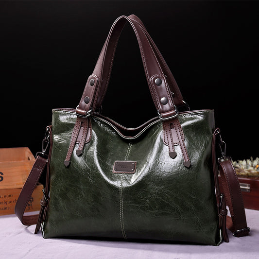 2022 Citi Paul's new retro fashion tote casual soft leather shoulder Messenger large-capacity women's bag