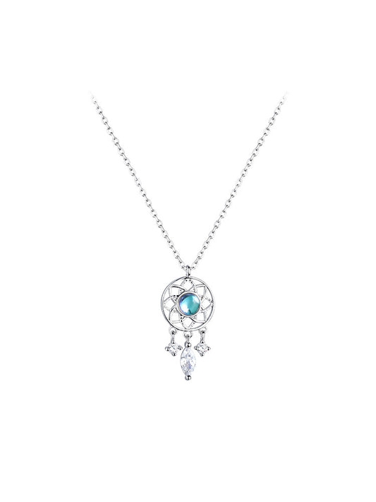 925 silver necklace female ins indifferent moonstone dream catcher element light luxury temperament niche clavicle chain tassel pendant