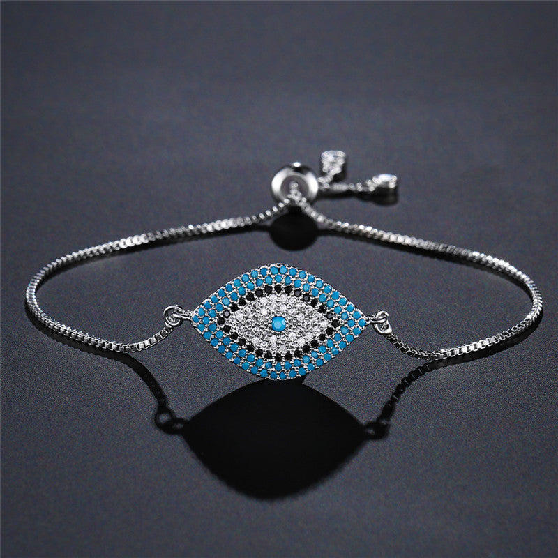 wish foreign trade cross-border creative devil's eye bracelet female copper micro-inlaid zircon bracelet European and American personality good luck jewelry