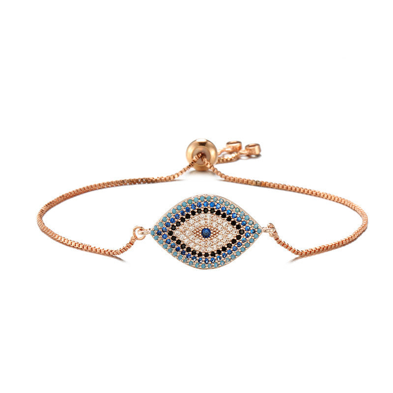 wish foreign trade cross-border creative devil's eye bracelet female copper micro-inlaid zircon bracelet European and American personality good luck jewelry