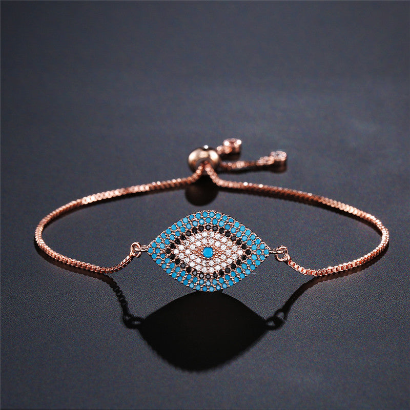 wish foreign trade cross-border creative devil's eye bracelet female copper micro-inlaid zircon bracelet European and American personality good luck jewelry