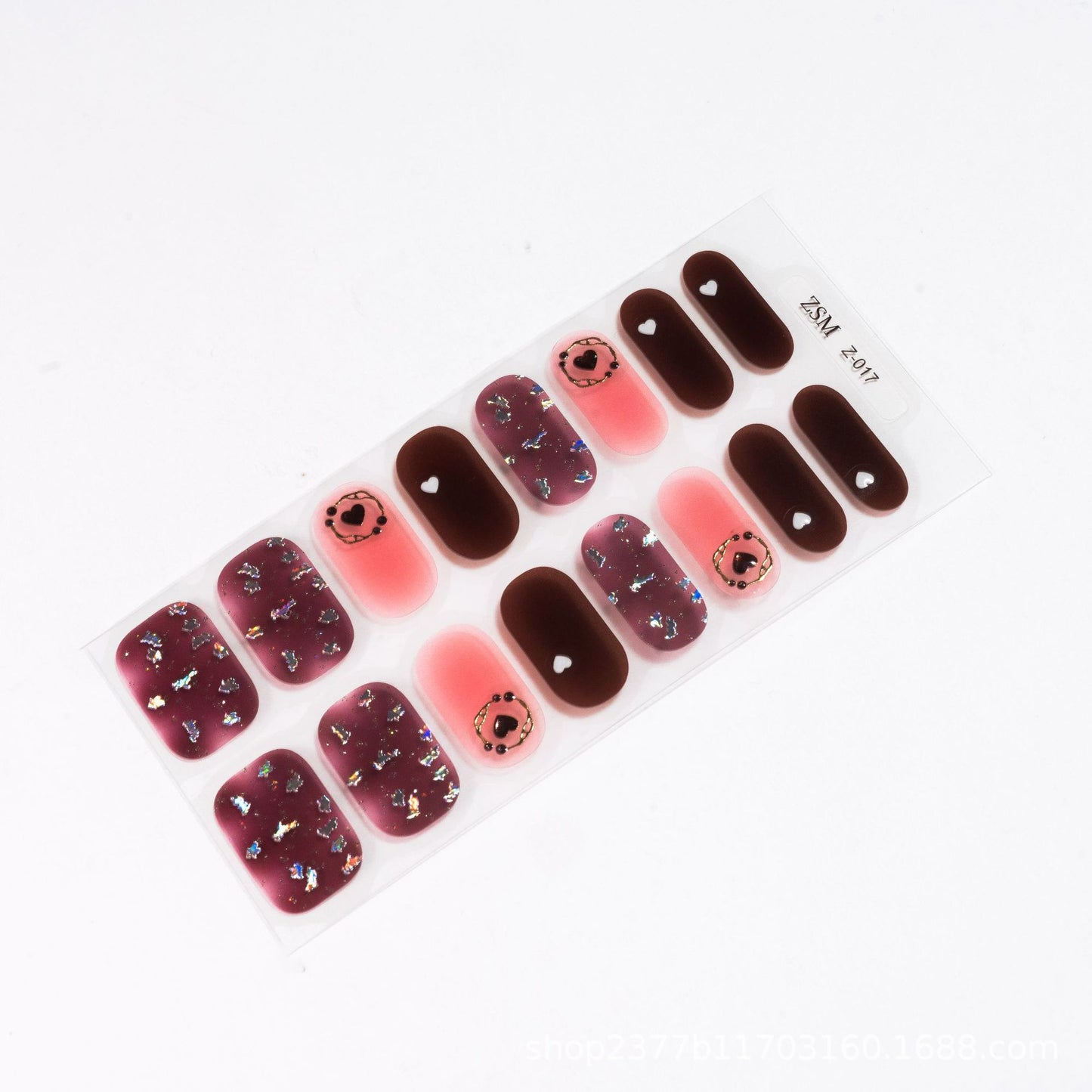 16 Finger Diamond Nail Sticker 3D Waterproof