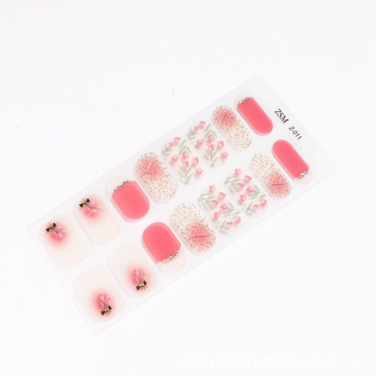 16 Finger Diamond Nail Sticker 3D Waterproof