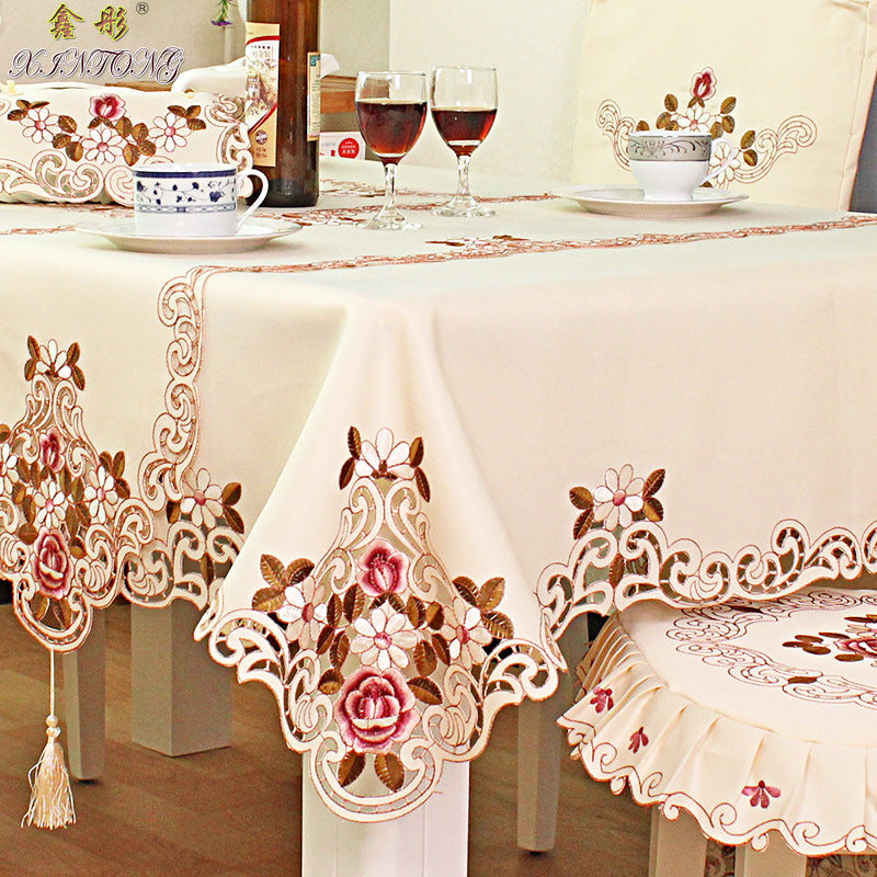 220 European-style embroidered table cloth chair cover fabric table flag decoration coffee table cloth home table cloth factory wholesale