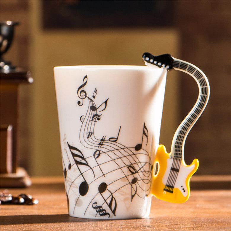 Yoko / ceramic electric guitar mug ins milk cup musical instrument notes cup cup coffee cup foreign trade Zakka