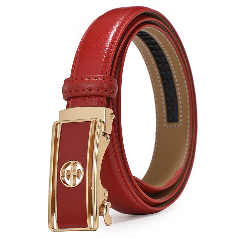 Women's automatic buckle belt genuine leather cowhide decorative thin belt female Korean style belt gift small gift stall product