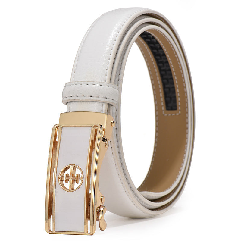 Women's automatic buckle belt genuine leather cowhide decorative thin belt female Korean style belt gift small gift stall product