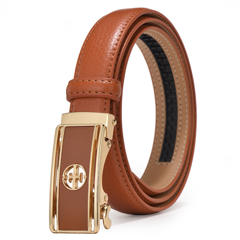 Women's automatic buckle belt genuine leather cowhide decorative thin belt female Korean style belt gift small gift stall product