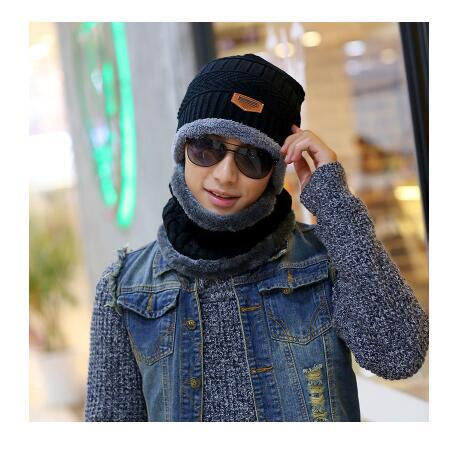 Winter hat pullover cap bib suit plus velvet thick woolen cap men's Korean version autumn and winter men's and women's knitted hat