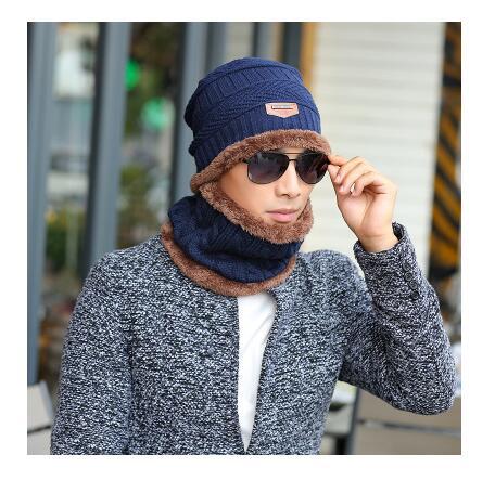 Winter hat pullover cap bib suit plus velvet thick woolen cap men's Korean version autumn and winter men's and women's knitted hat