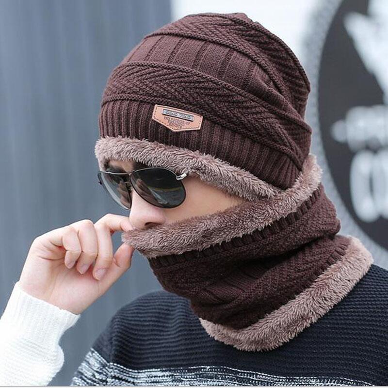 Winter hat pullover cap bib suit plus velvet thick woolen cap men's Korean version autumn and winter men's and women's knitted hat