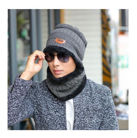 Winter hat pullover cap bib suit plus velvet thick woolen cap men's Korean version autumn and winter men's and women's knitted hat