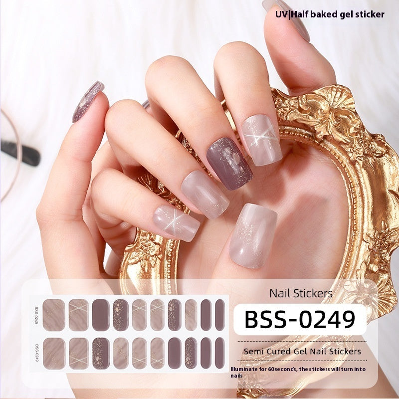 Women's Gradient Onion Powder Flash Gel Semi-curing Gel Nail Sticker