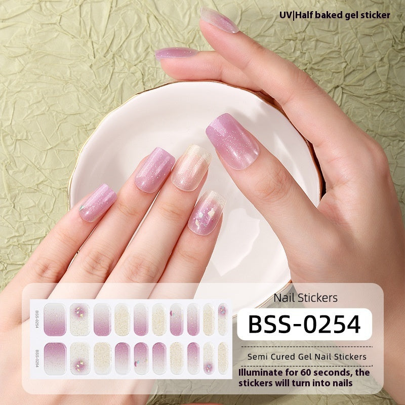 Women's Gradient Onion Powder Flash Gel Semi-curing Gel Nail Sticker