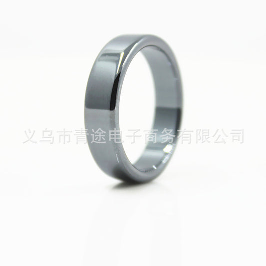 AliExpress wish cross-border black gallstone ring non-magnetic arc flat flat ring wide ring European and American simple men and women ring