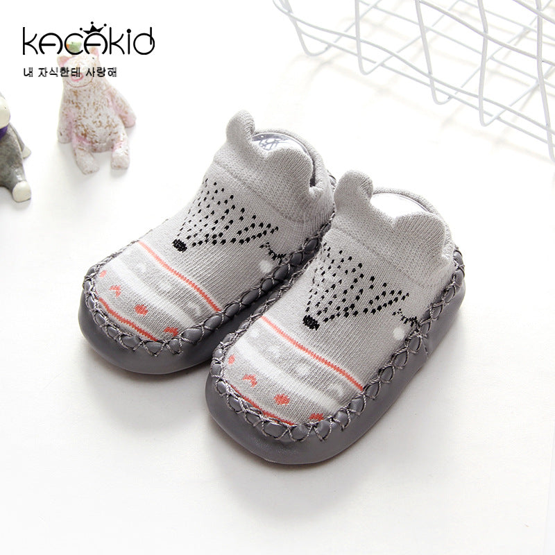 Wholesale spring children's socks men and women baby cartoon baby shoes and socks non-slip soft bottom toddler socks leather bottom children's floor socks