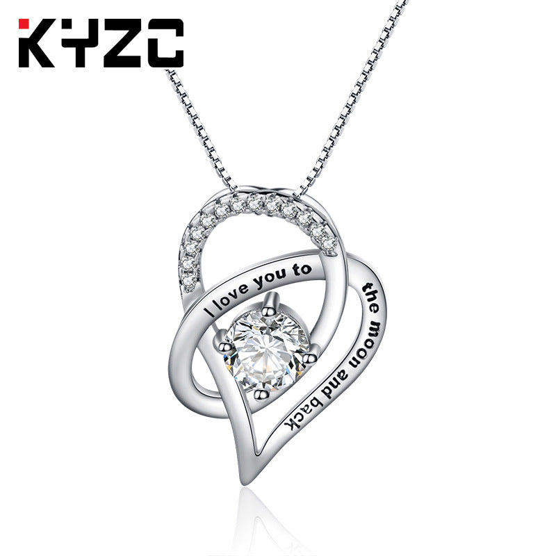 2018 New Cross-border Necklace I Love You To The Moon and Back Heart Pendant