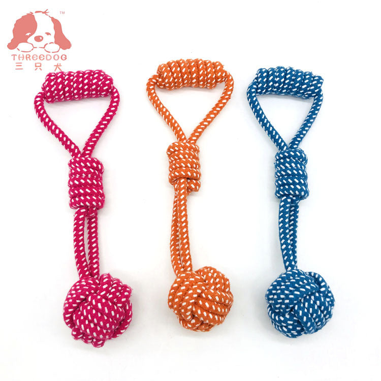 AliExpress Hot Sale Explosive Cotton Rope Pet Toy Bracelet Single Ball Dog Molar Toy Pet Rope Ball