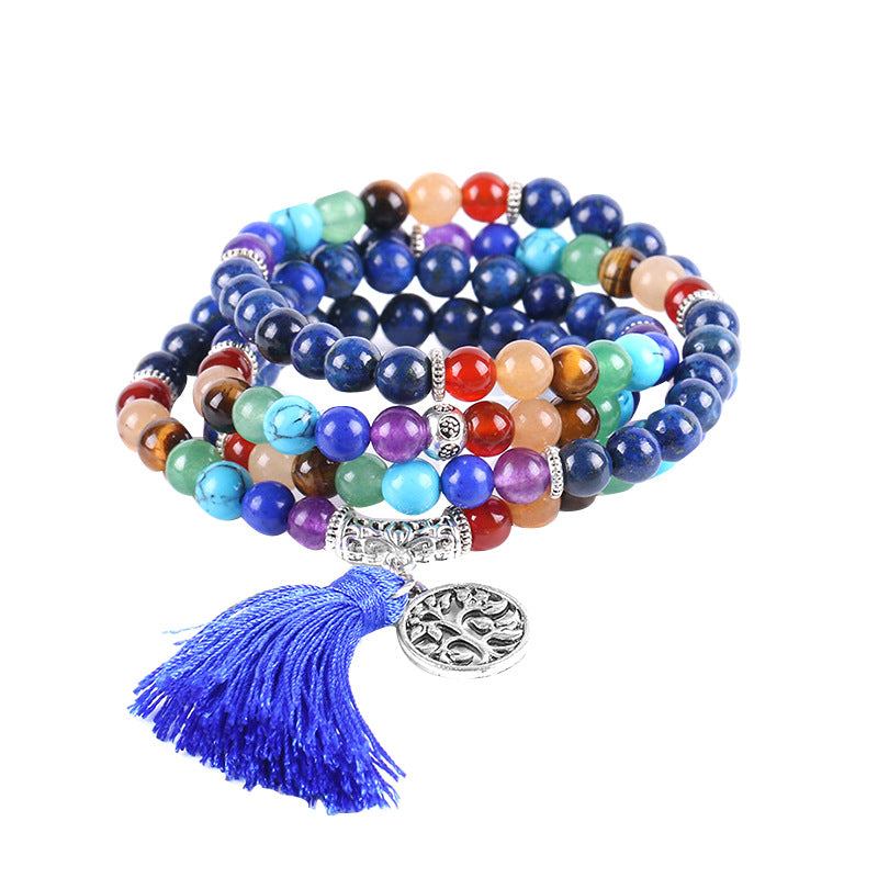 108 6mm Lapis Lapis Bracelet Ancient Silver Natural Crystal Semi-precious Stone Chakra Jewelry Universal Jewelry CSJA