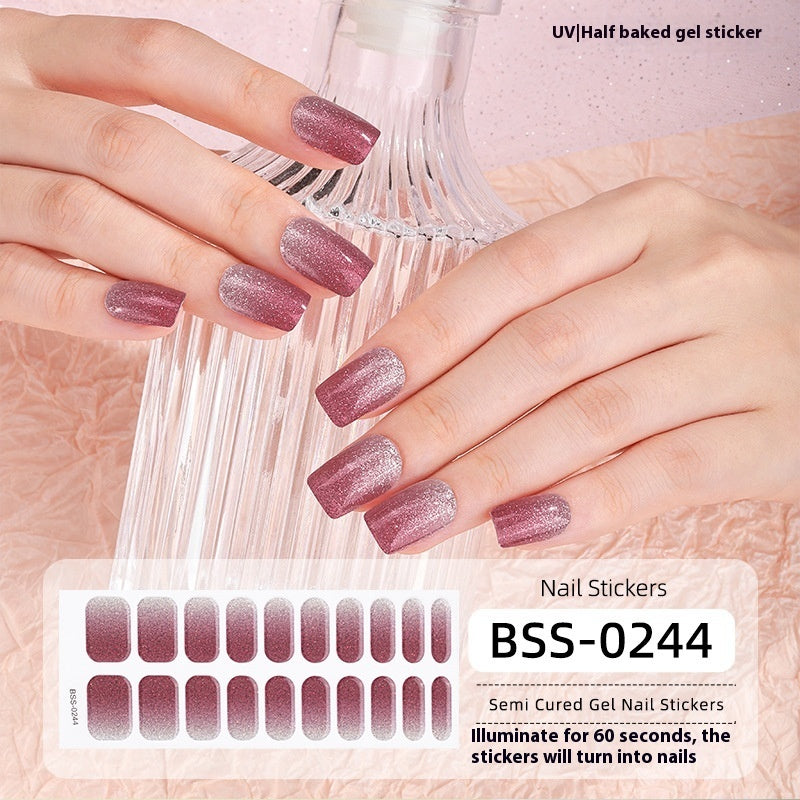 Women's Gradient Onion Powder Flash Gel Semi-curing Gel Nail Sticker