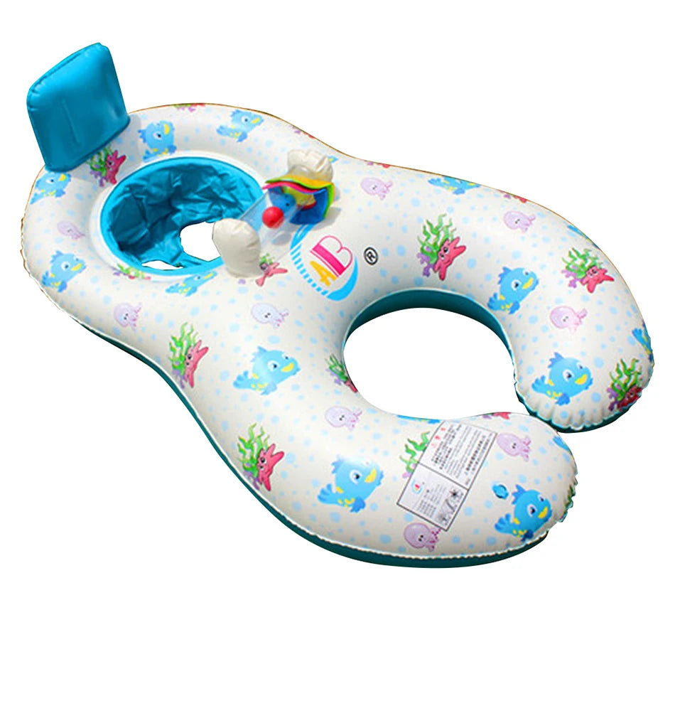 ABC new product with bell shade mother-child circle parent-child double interactive swimming ring thickened inflatable children's swimming ring