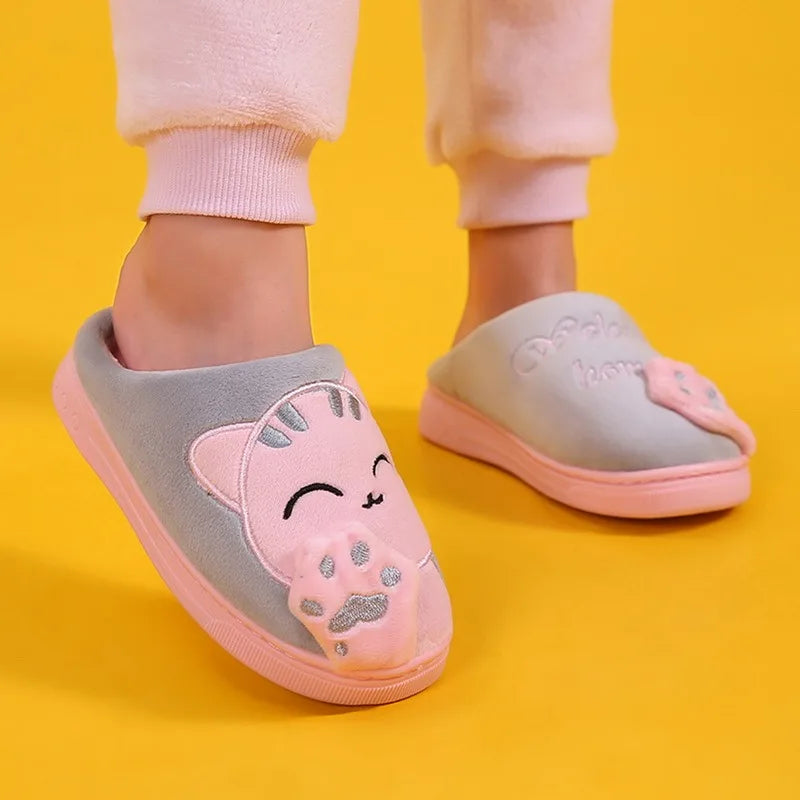 2019 Cotton Slippers Lucky Cat Woman Couple Cartoon Winter Furry Cute Home Home Indoor Warm Confinement Cotton Shoes