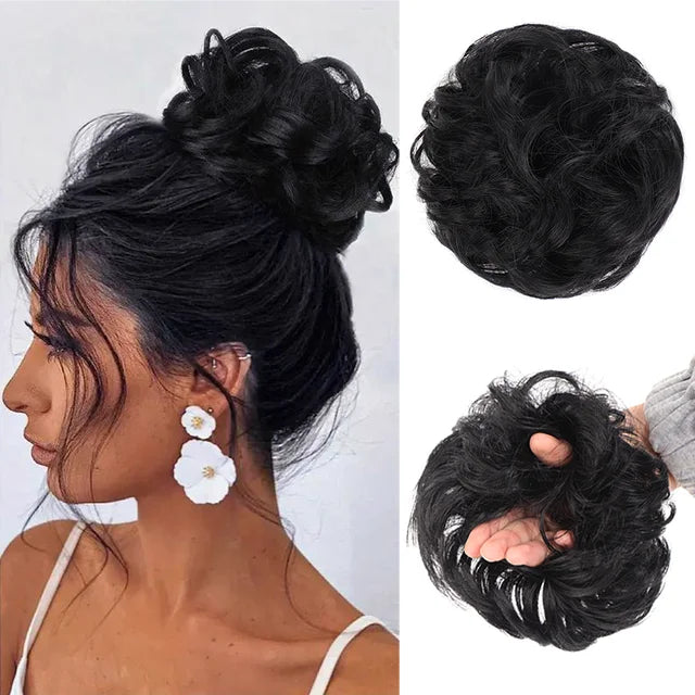 55g European and American messy wig hair ring rubber band elastic fluffy curly hair head bud flower chemical fiber wig hair ring hair bag