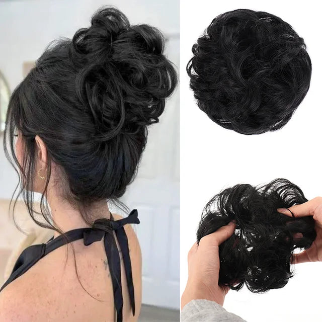 55g European and American messy wig hair ring rubber band elastic fluffy curly hair head bud flower chemical fiber wig hair ring hair bag