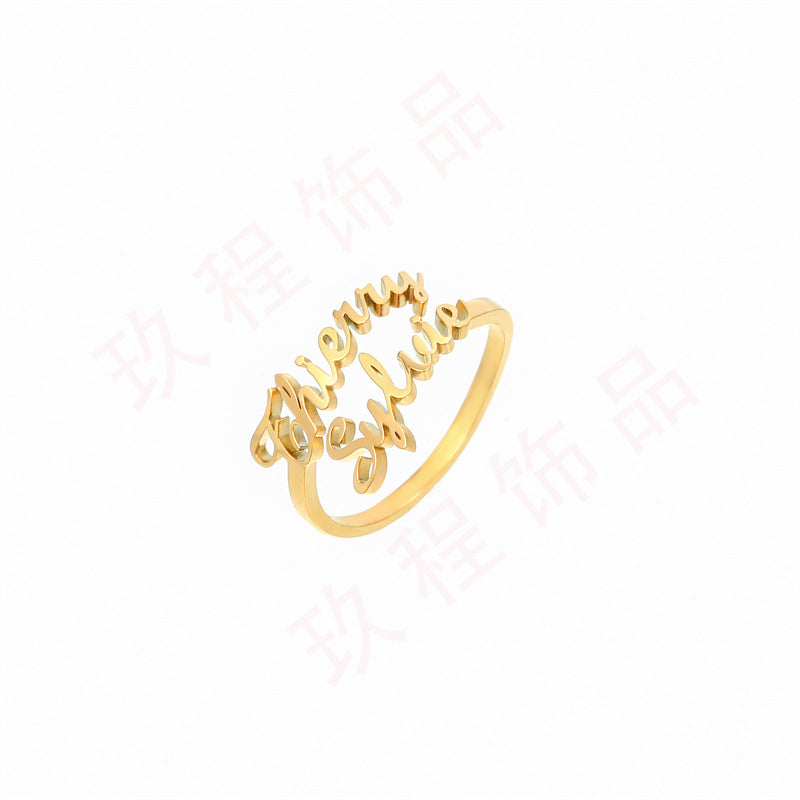 [One piece custom] Stainless steel English letter pendant electroplated with 18K gold customized name necklace bracelet